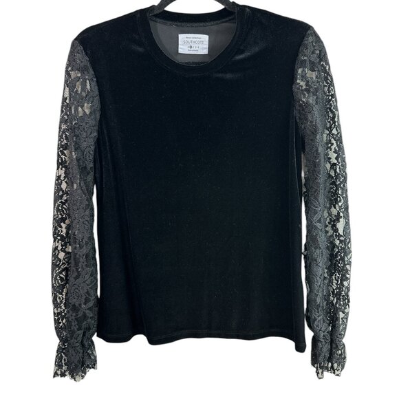 Southcott Velvet Top Lace Sleeves Sz S Whimsigoth Fairy Grunge - Picture 3 of 12